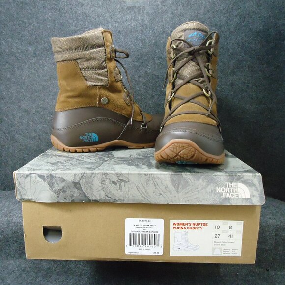 North Face Boots Womens 10 Nuptse Purna Shorty Desert Palm Brown Waterproof Hike - Picture 1 of 15